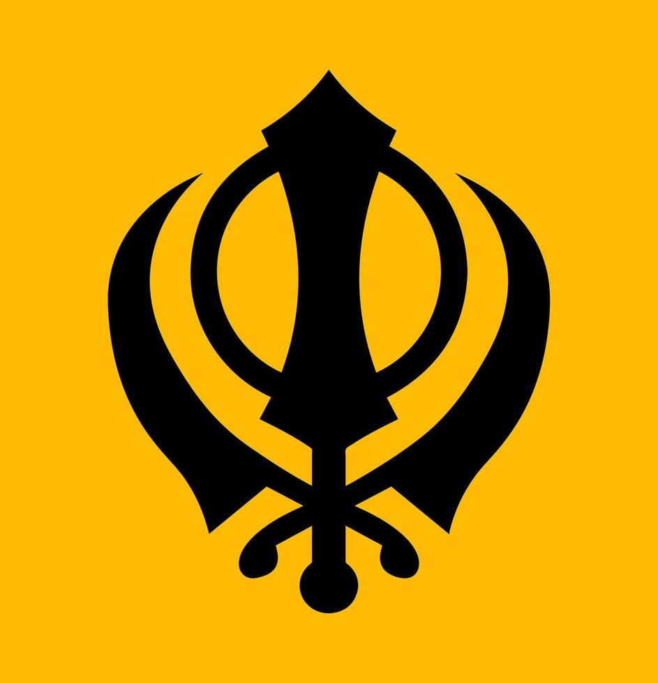 een Sikh heilig symbool vector Aan een oranje achtergrond.