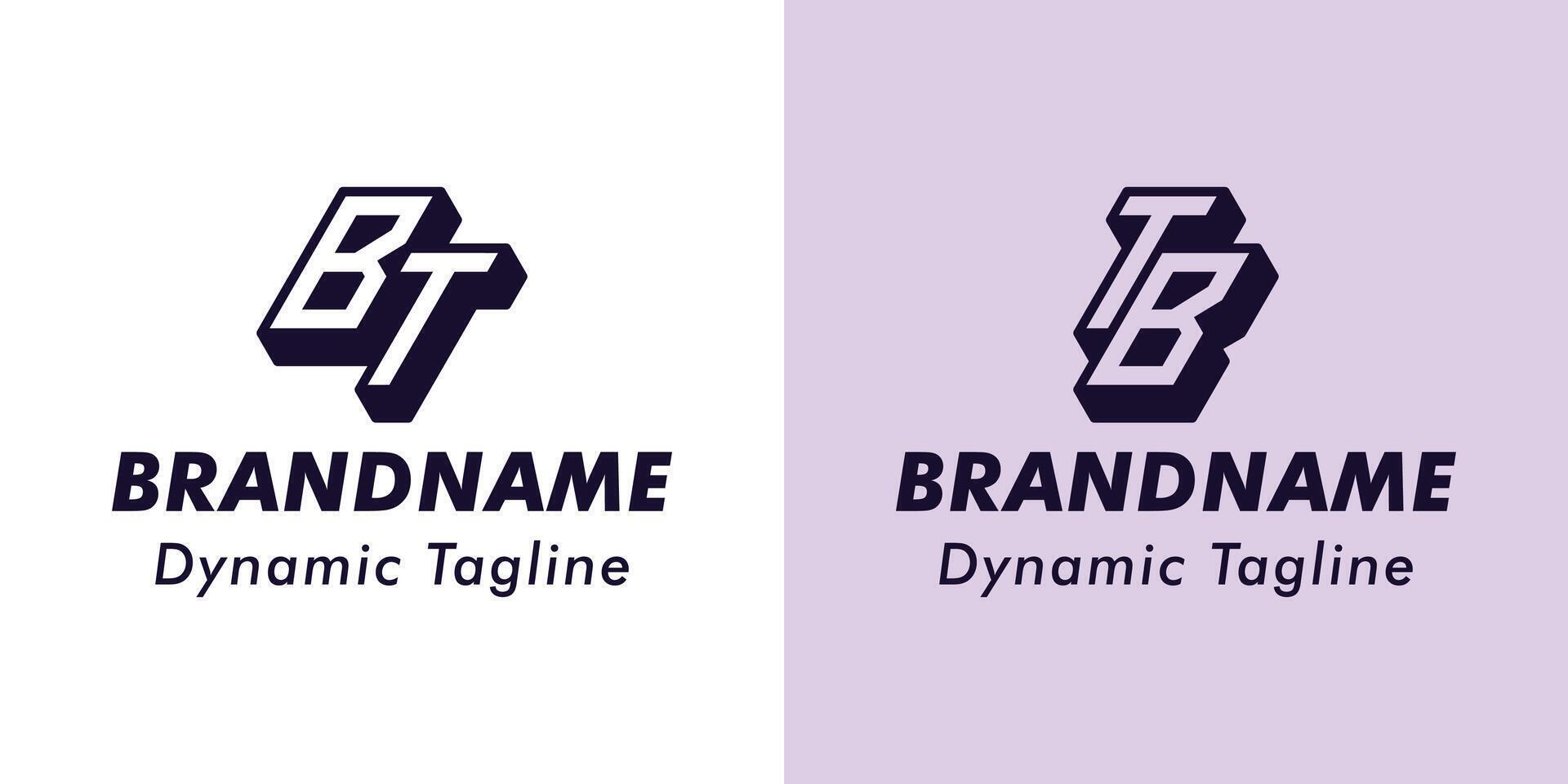 brieven bt en tb 3d monogram logo, geschikt voor bedrijf met bt of tb initialen vector