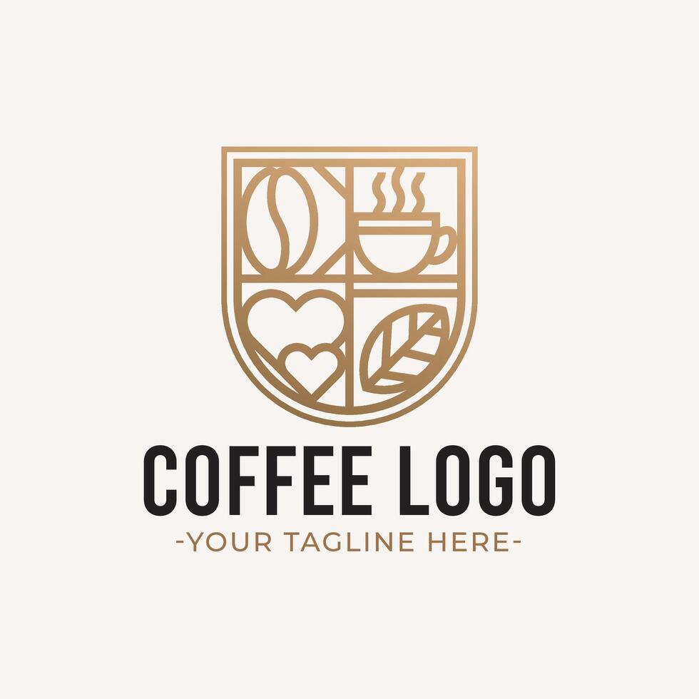 goud lijn kunst koffie logo vector