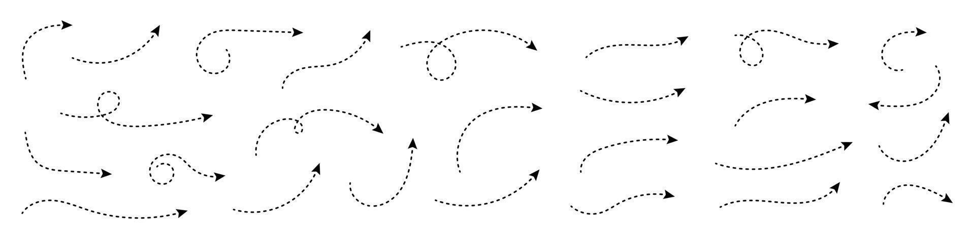 gebogen stippel pijl. zigzag pijl strepen ontwerp met stippel lijnen. vector