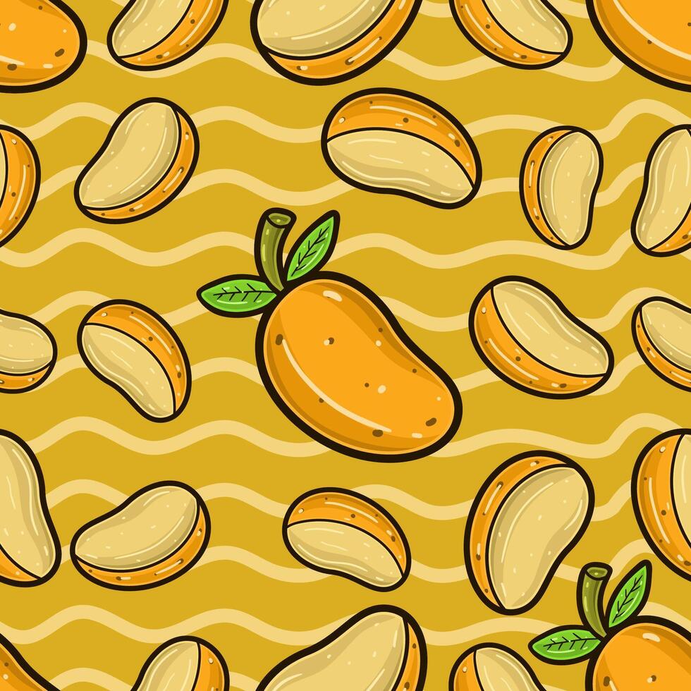 mango fruit naadloos patroon in tekenfilm stijl. perfect voor achtergrond, achtergrond, behang en Hoes verpakking. vector