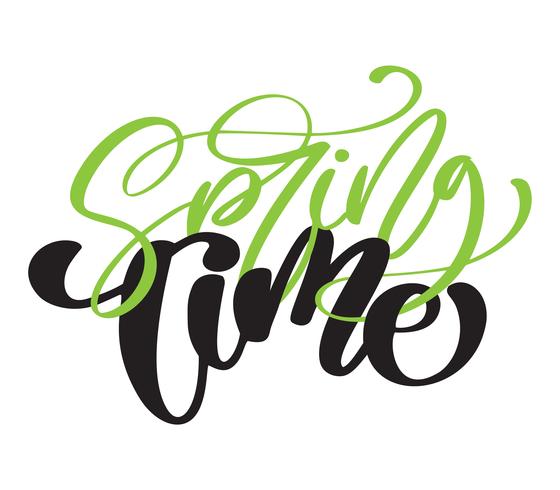 Lente tijd. Hand getrokken kalligrafie en penseel pen belettering vector