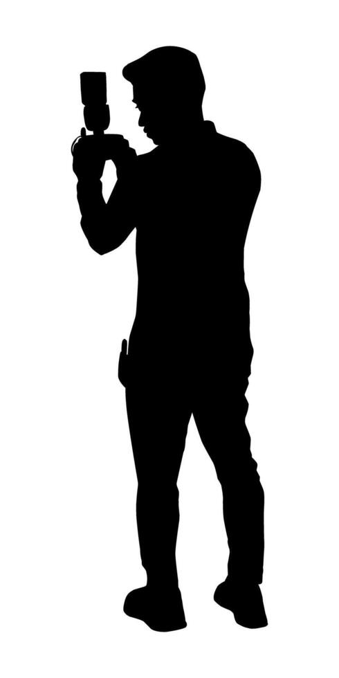 silhouet van een fotograaf Mens. perfect voor stickers, tatoeages, pictogrammen, logo's, banier elementen, posters vector