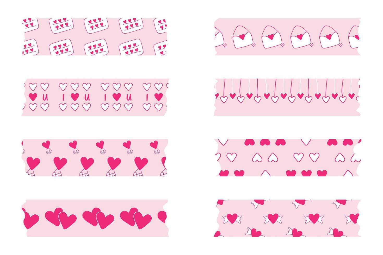 reeks van valentijnsdag dag decoratie en valentijnsdag dag washi plakband. vector