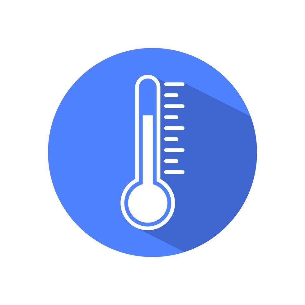 temperatuur, thermometer icoon vector met lang schaduw