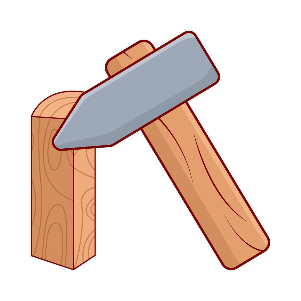 hamer met hout illustratie vector