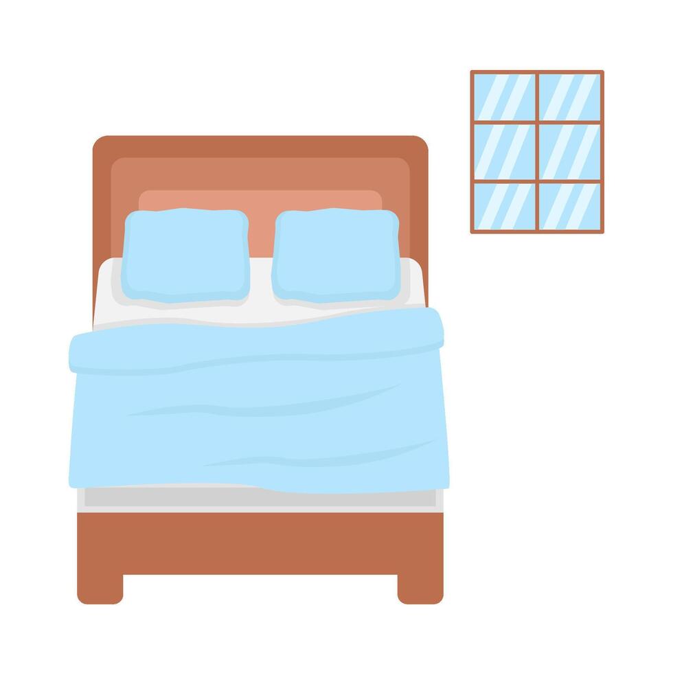 dubbele bed in slaapkamer illustratie vector