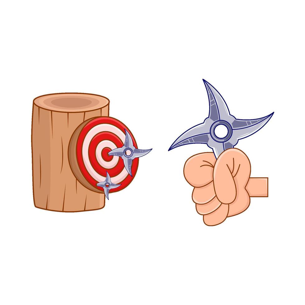 shuriken in hand- met pijl bord illustratie vector