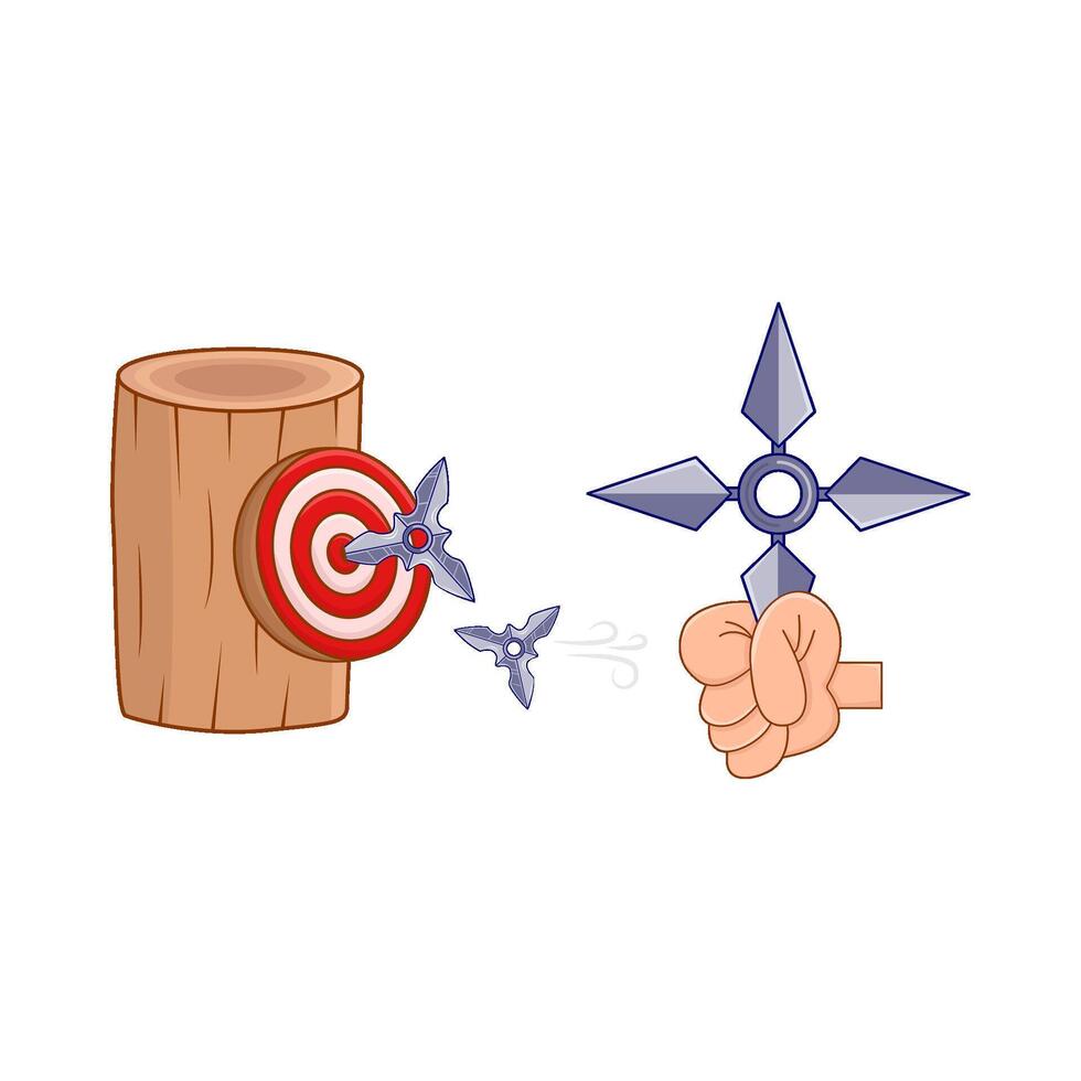 shuriken in hand- met pijl bord illustratie vector