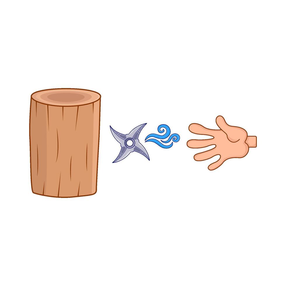 shuriken, hand- met boom trank illustratie vector