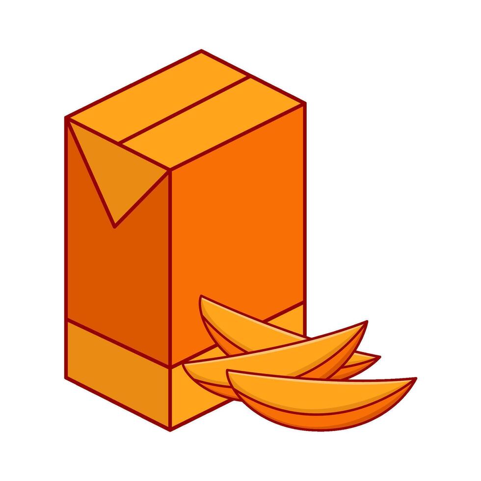 doos sap mango met mango plak illustratie vector