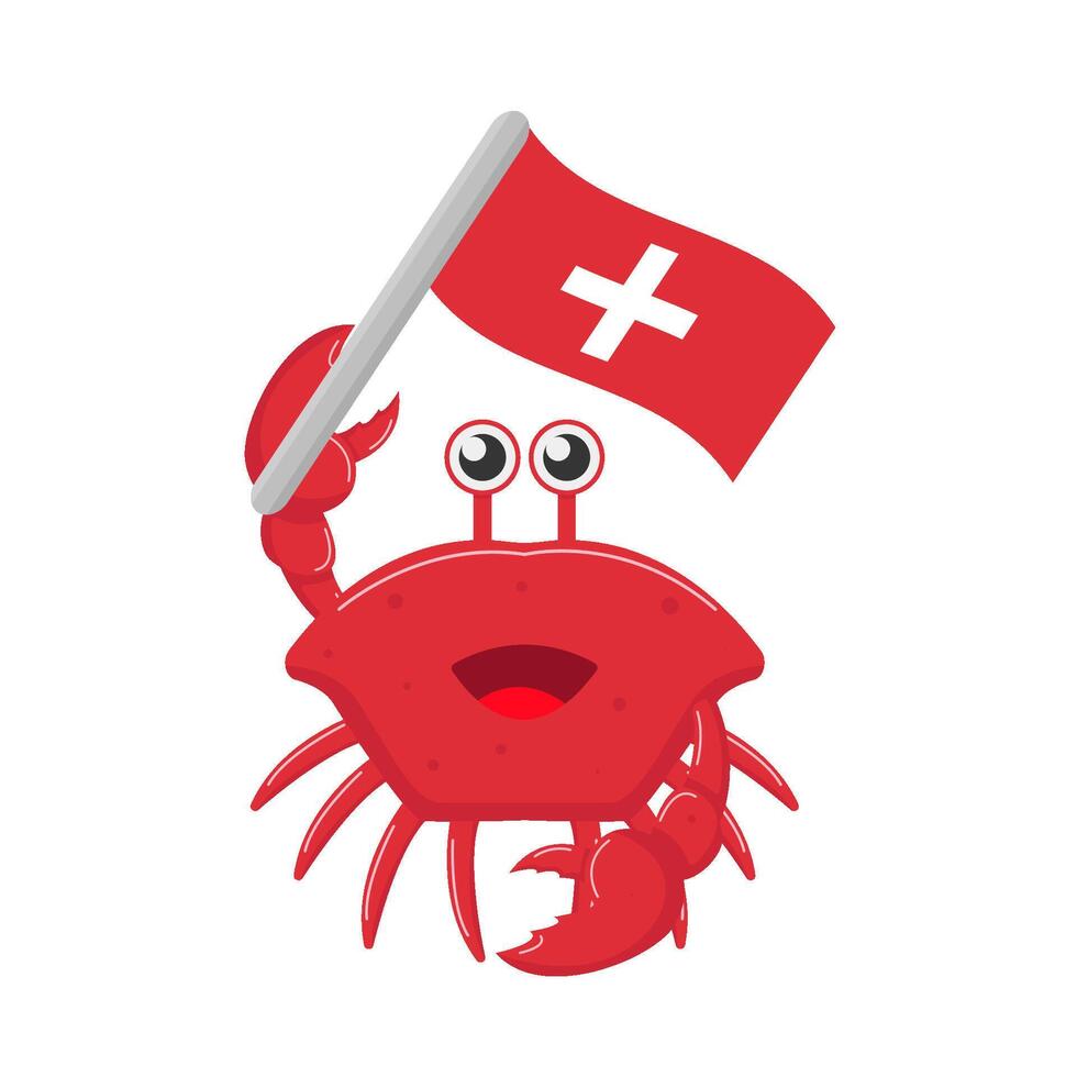 krab met vlag illustratie vector