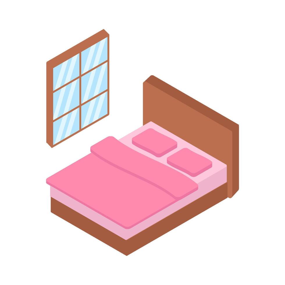 dubbele bed in slaapkamer illustratie vector