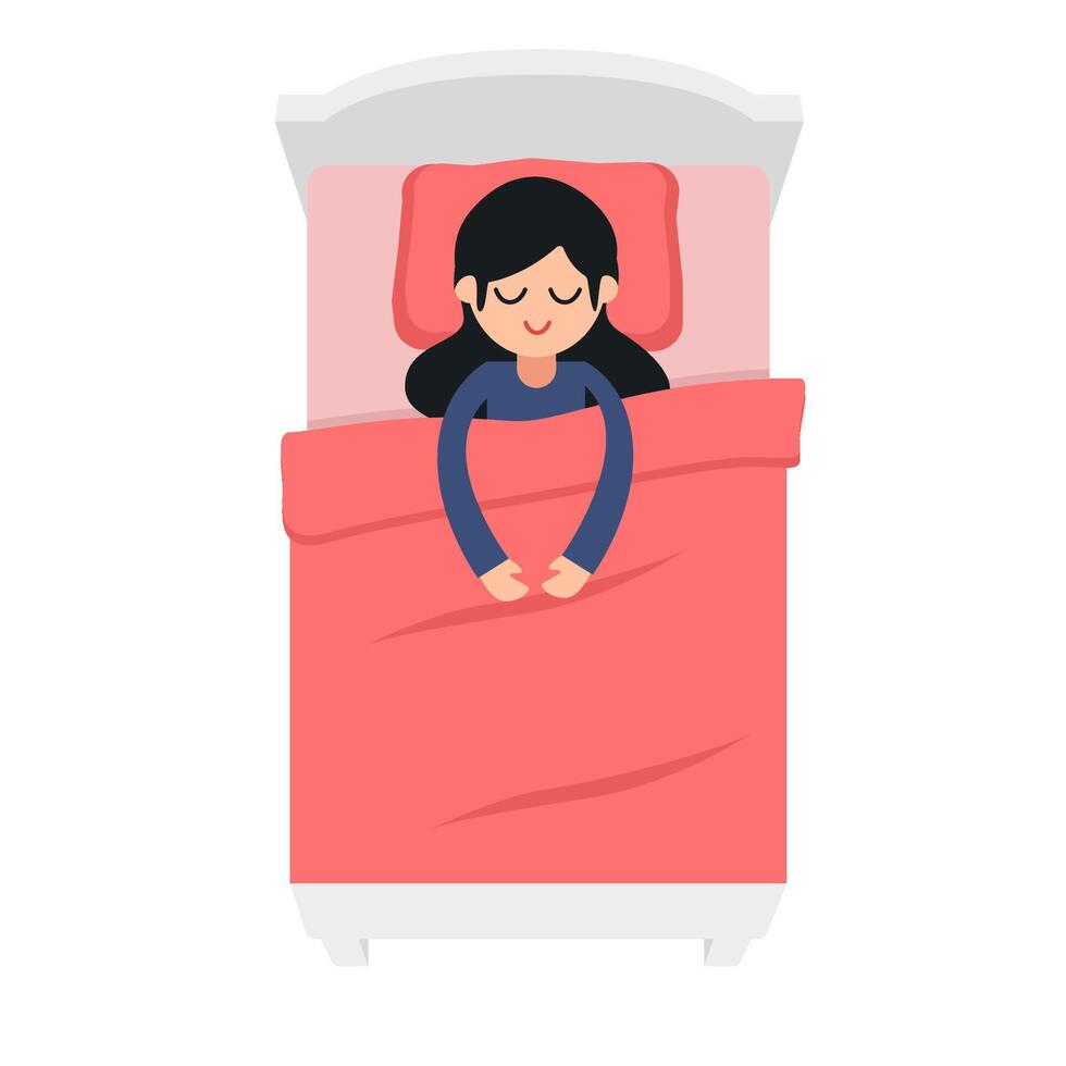persoon slaap in single bed illustratie vector