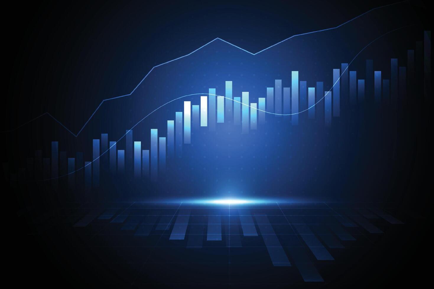 zakelijke kaars stok grafiek grafiek van de aandelenmarkt investeringen handel op witte achtergrond ontwerp. bullish point, trend van grafiek. vector illustratie