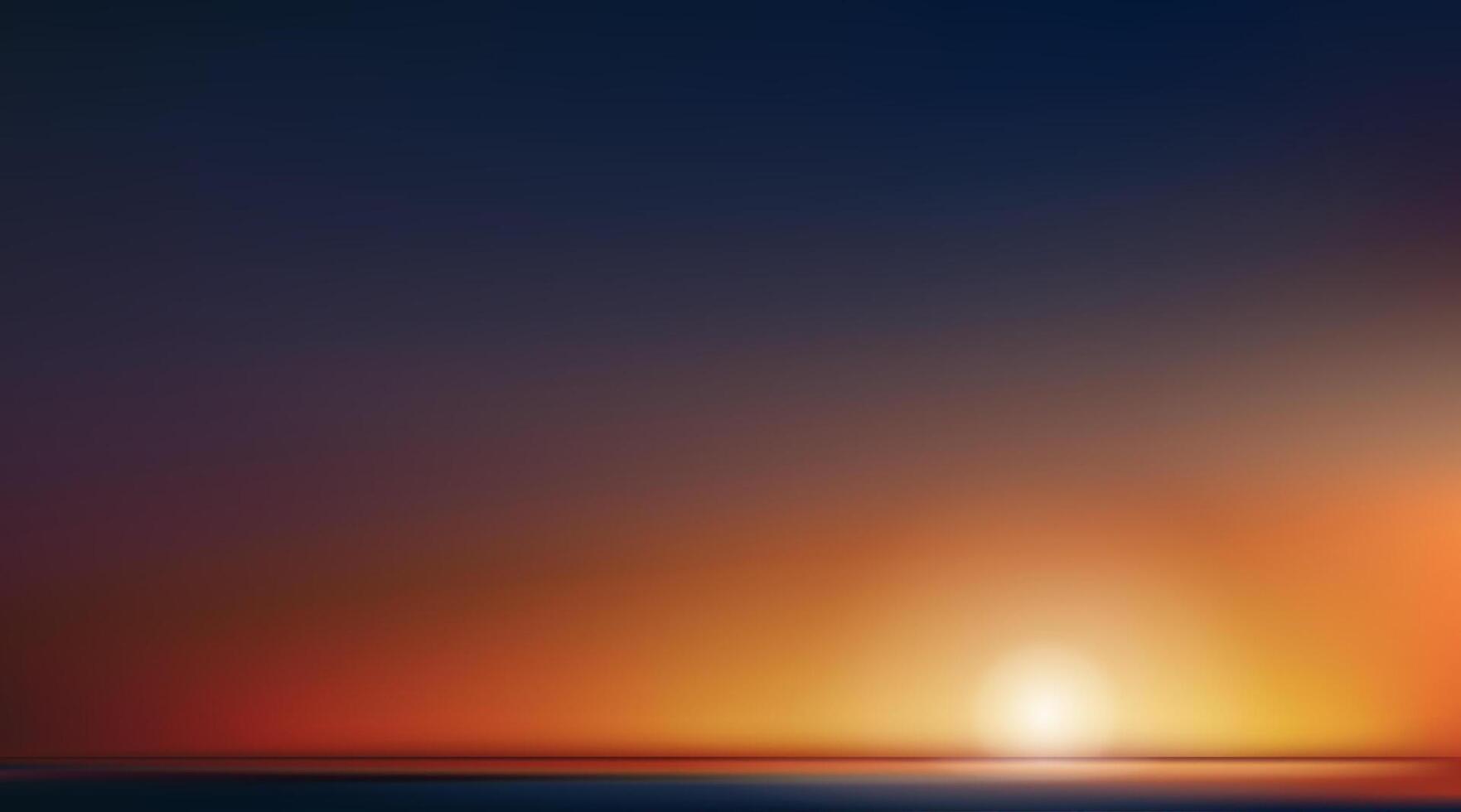zonsondergang lucht achtergrond, avond hemel, wolk over- strand in zomer, vector illustratie panoramisch landschap schemering schemer hemel, spandoek natuur zon met zonsopkomst in geel oranje lucht in ochtend- voorjaar