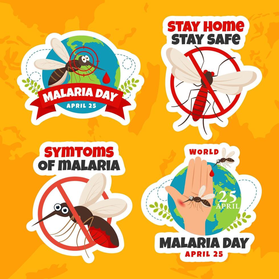 malaria dag etiket vlak tekenfilm hand- getrokken Sjablonen achtergrond illustratie vector