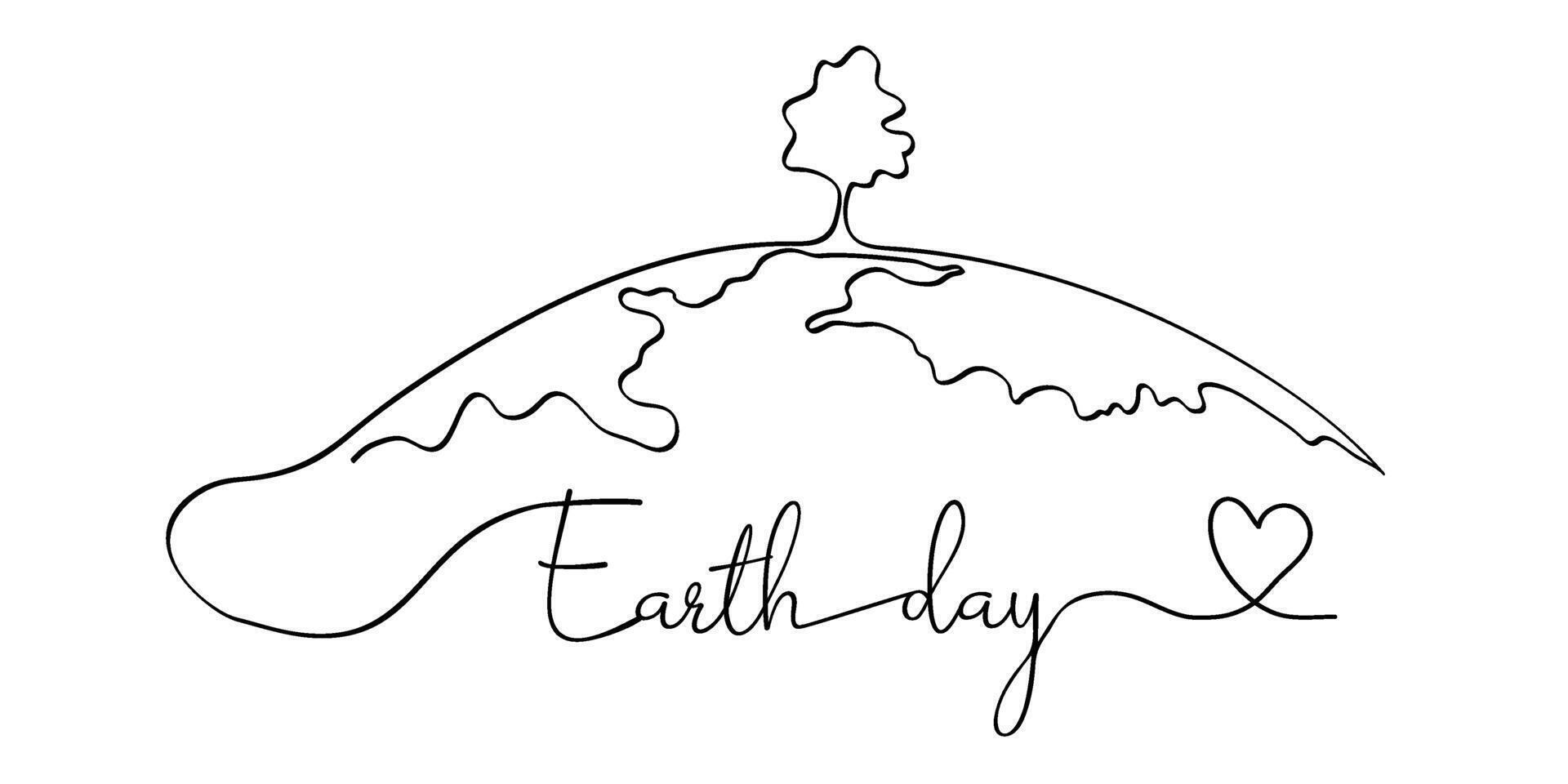lijn kunst wereldbol. aarde dag. wereldbol, aarde, omgeving, bescherming en liefde. vector illustratie
