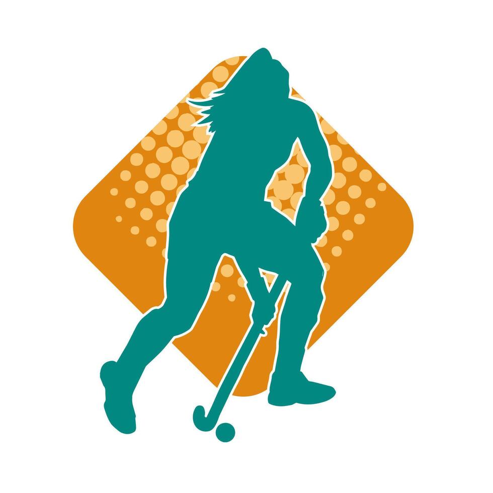 silhouet van vrouw veld- hockey atleet in actie. silhouet van een vrouw spelen veld- hockey sport. vector