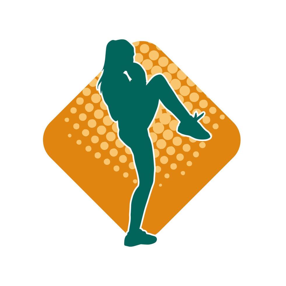 silhouet van slank vrouw aan het doen oefening. silhouet van een sportief vrouw aan het doen Sportschool training houding. vector