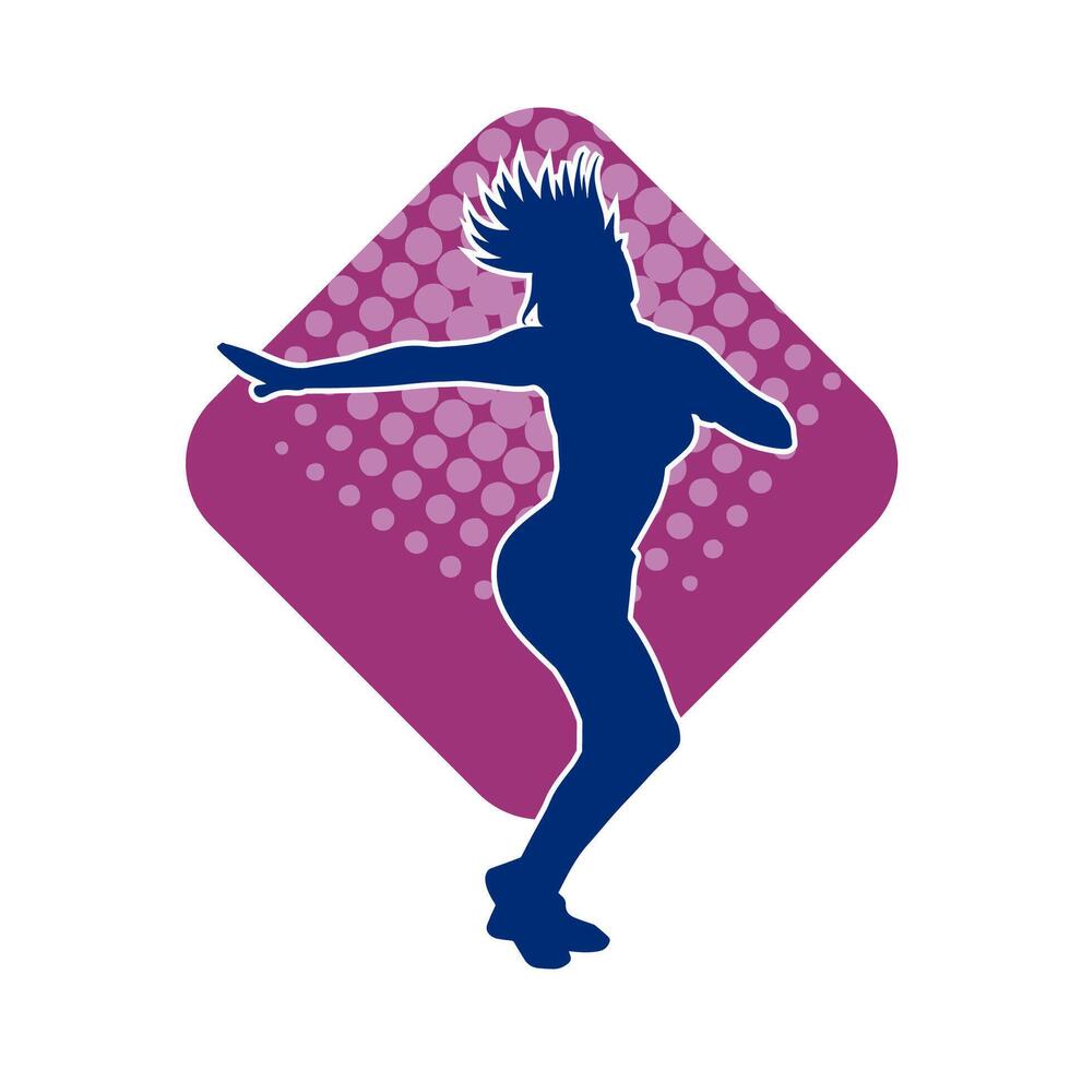 silhouet van een vrouw danser in actie houding. silhouet van een slank vrouw in dansen houding. vector