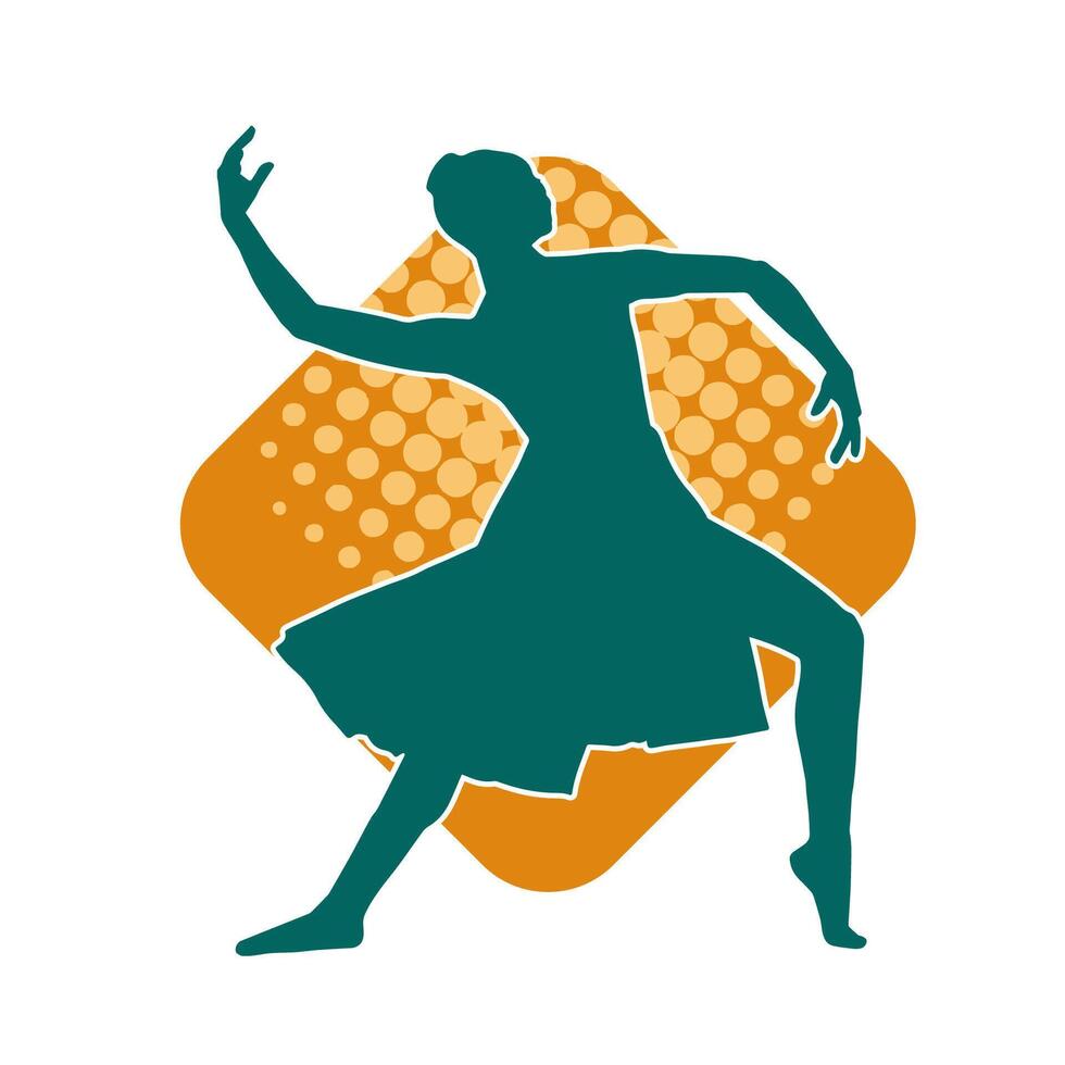 silhouet van een vrouw ballet danser in actie houding. silhouet van een ballerina meisje dansen houding. vector