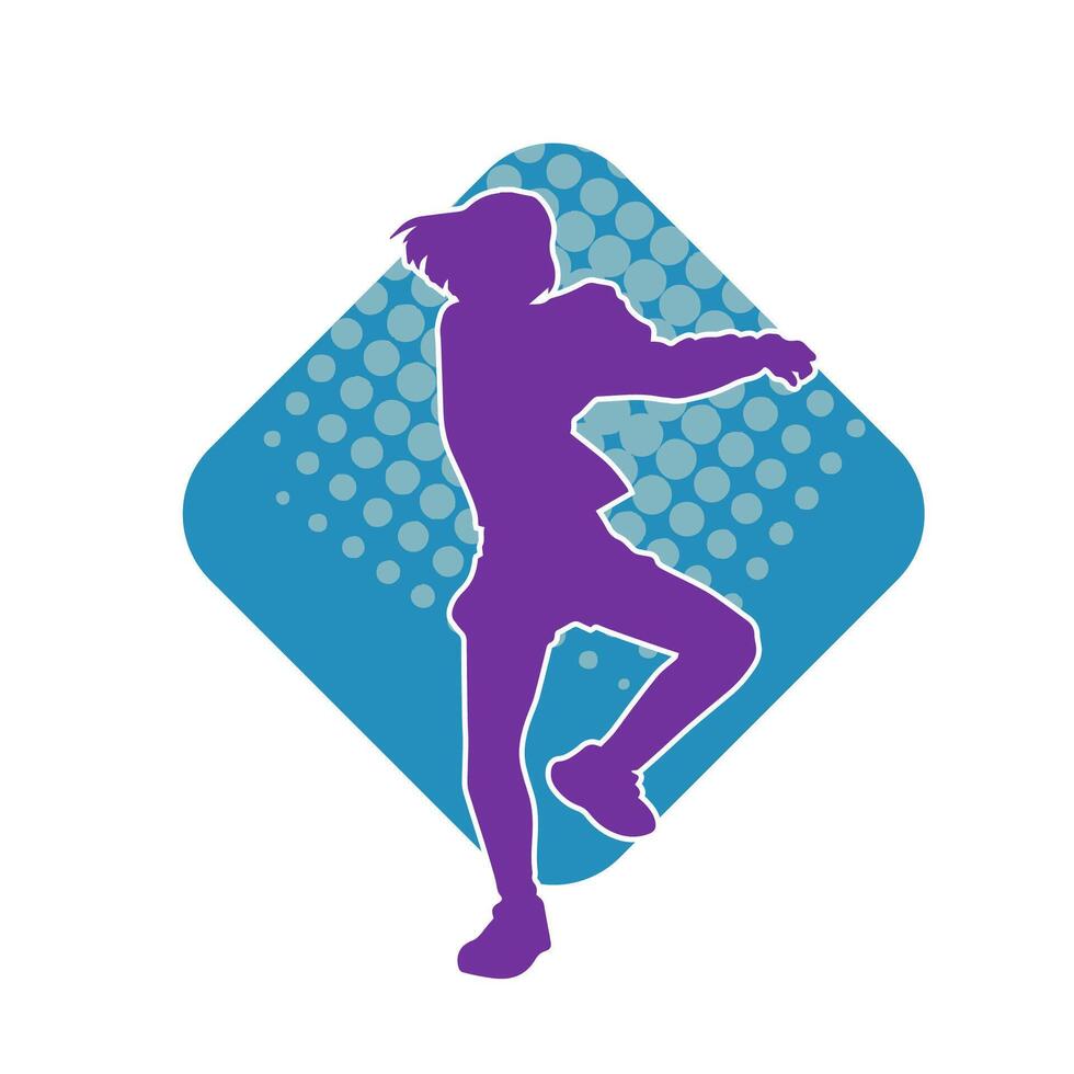 silhouet van een vrouw danser in actie houding. silhouet van een slank vrouw in dansen houding. vector