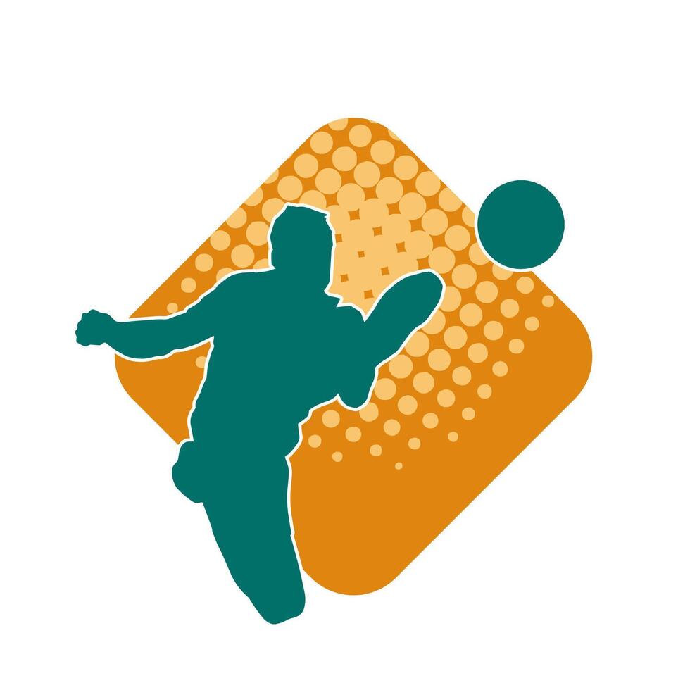 silhouet van een mannetje voetbal speler schoppen een bal. silhouet van een Amerikaans voetbal speler in actie houding. vector