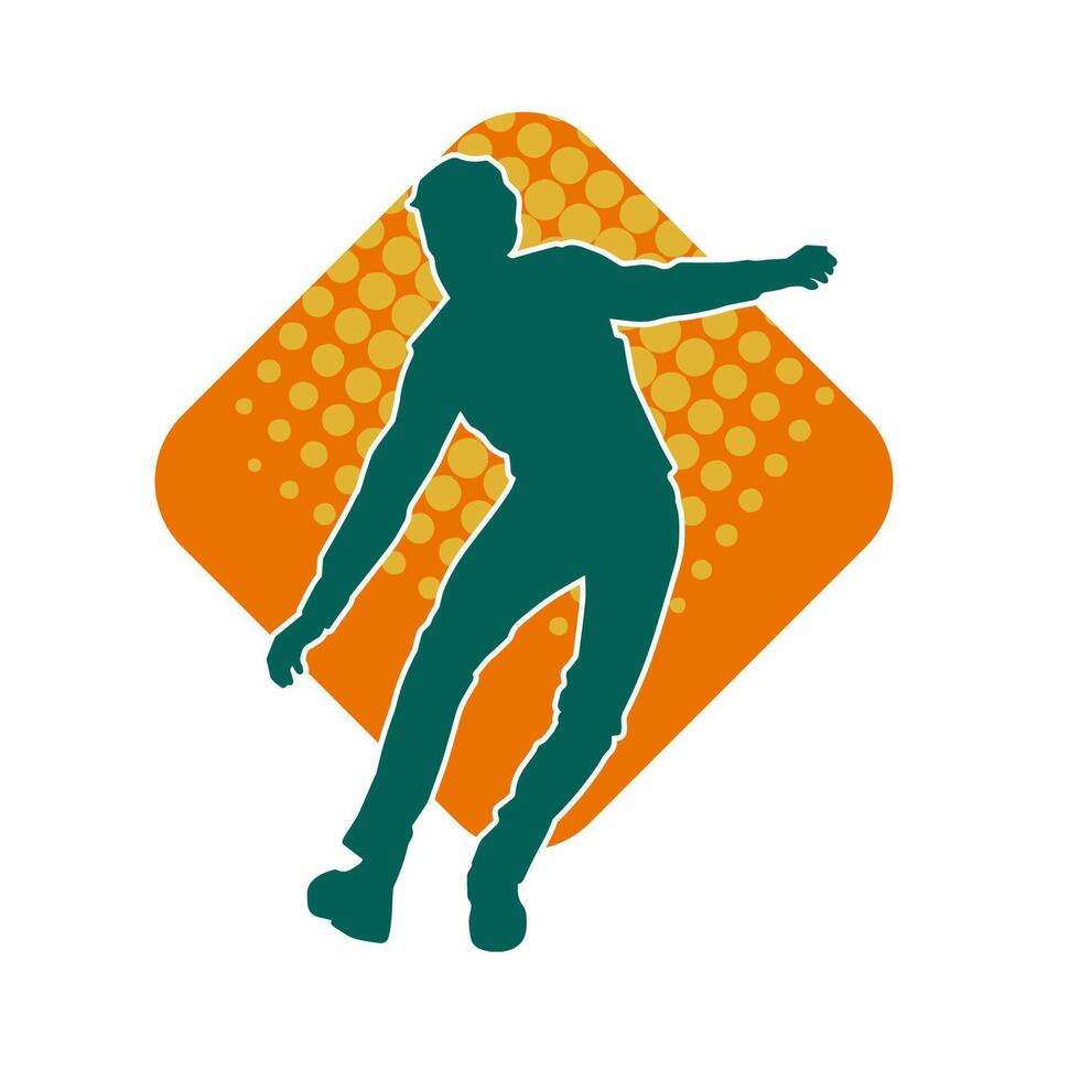 silhouet van een slank Mens dansen houding. silhouet van een mannetje danser in actie houding. vector