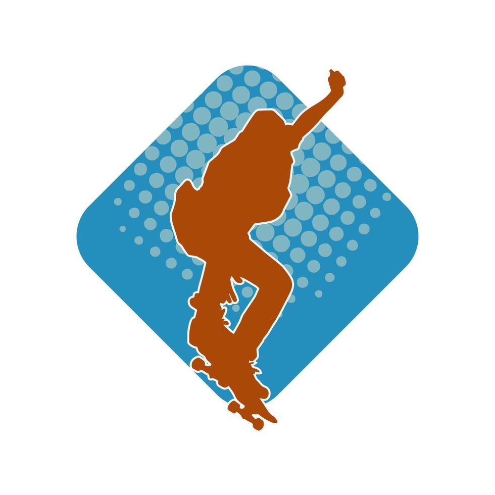 silhouet van een mannetje in actie houding Aan skateboard. silhouet van een stedelijk jongen Aan skateboard. vector