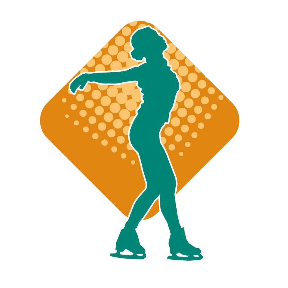 silhouet van een slank vrouw ijs vleet gymnastiek- danser in actie houding. vector