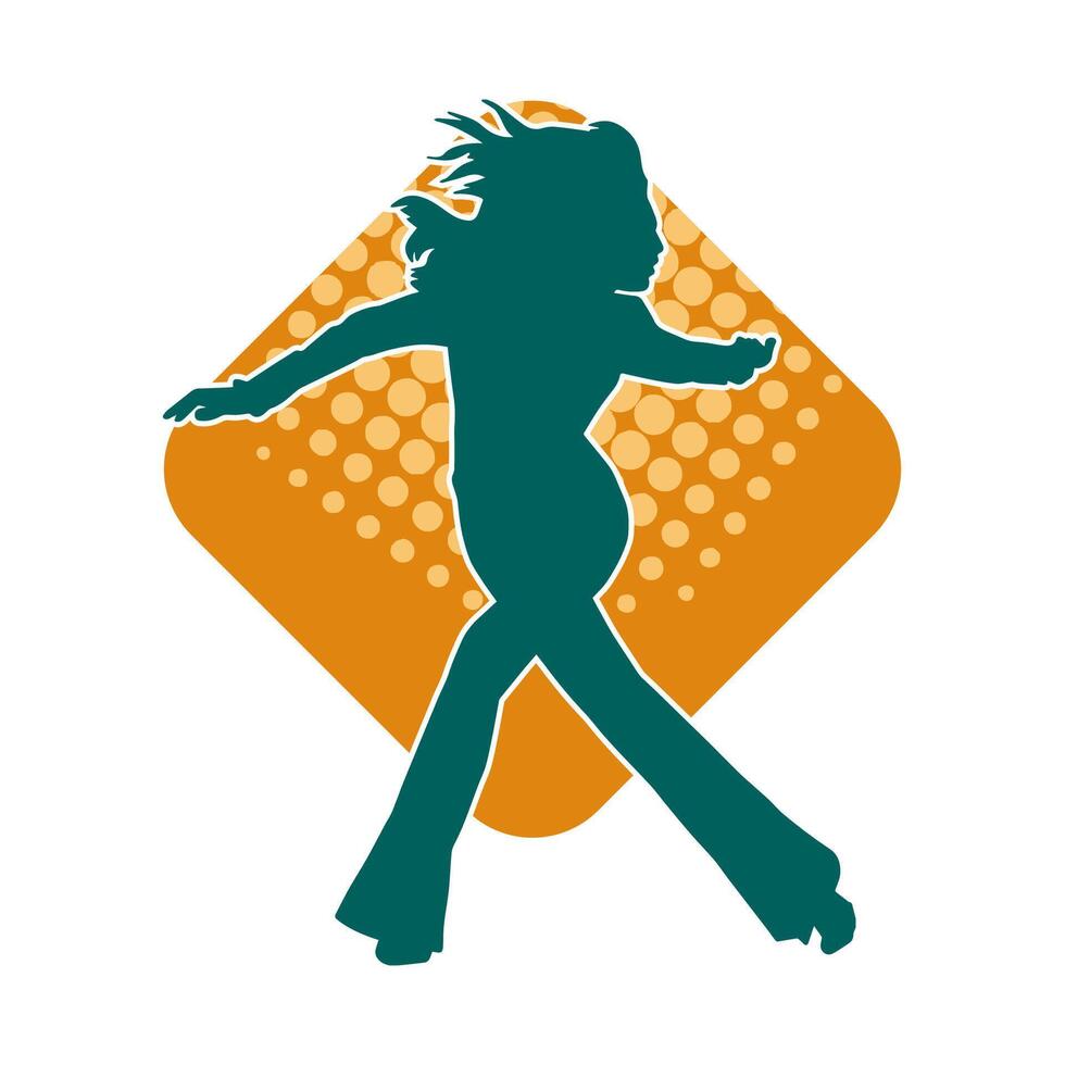 silhouet van een vrouw danser in actie houding. silhouet van een vrouw dansen gelukkig. vector