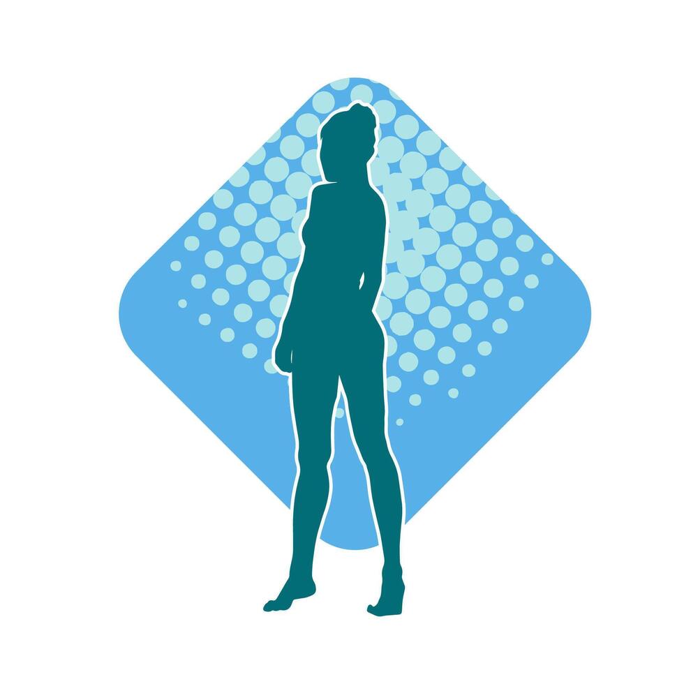 silhouet van een jong slank vrouw model- in strak kleding. silhouet van een slank vrouw in vrouwelijk houding. vector