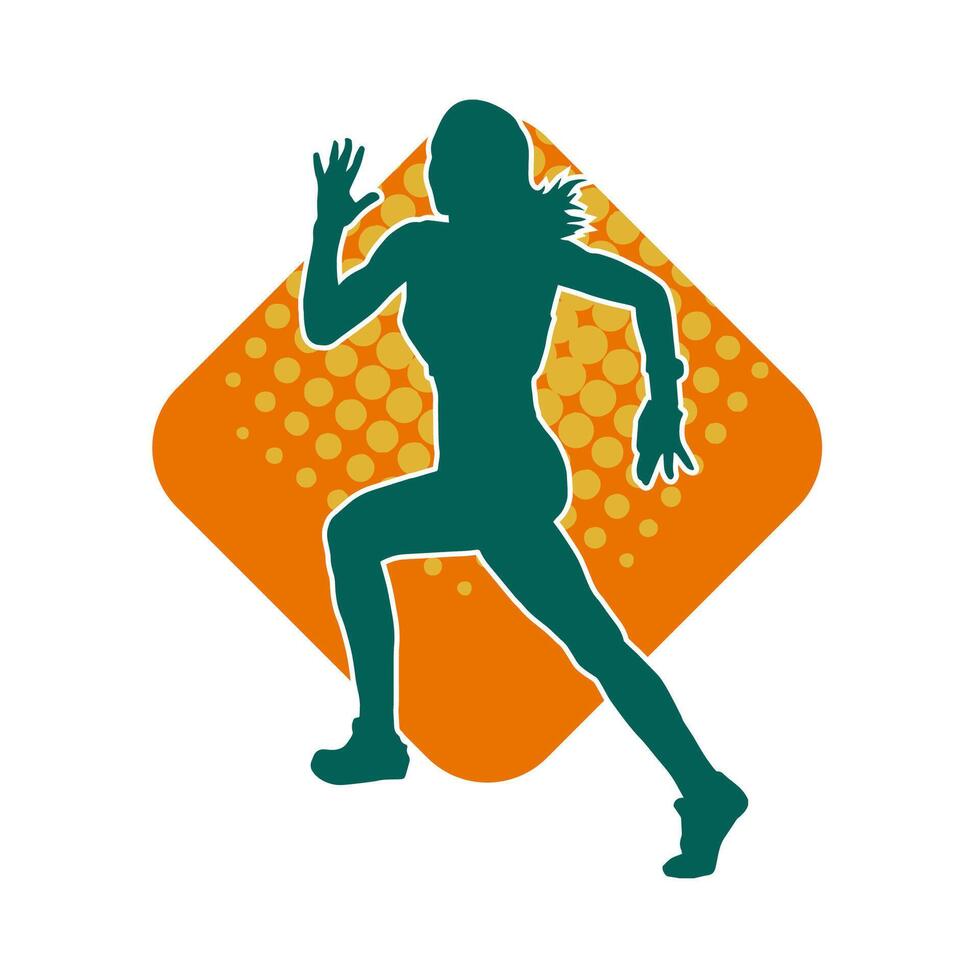 silhouet van een sportief vrouw in rennen houding. silhouet van een vrouw rennen houding. vector