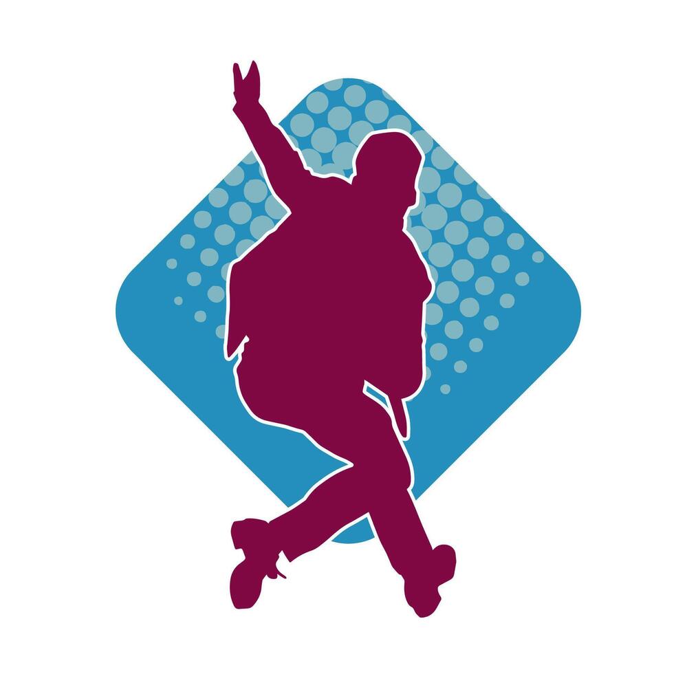 silhouet van een slank Mens dansen houding. silhouet van een mannetje danser in actie houding. vector