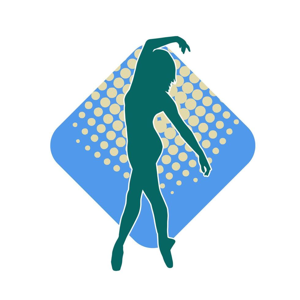 silhouet van een vrouw ballet danser in actie houding. silhouet van een ballerina meisje dansen houding. vector