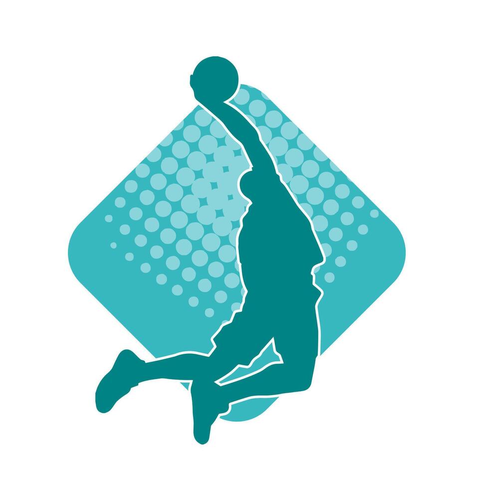 silhouet van een mand bal speler in actie houding. silhouet van een mannetje mand bal atleet. vector