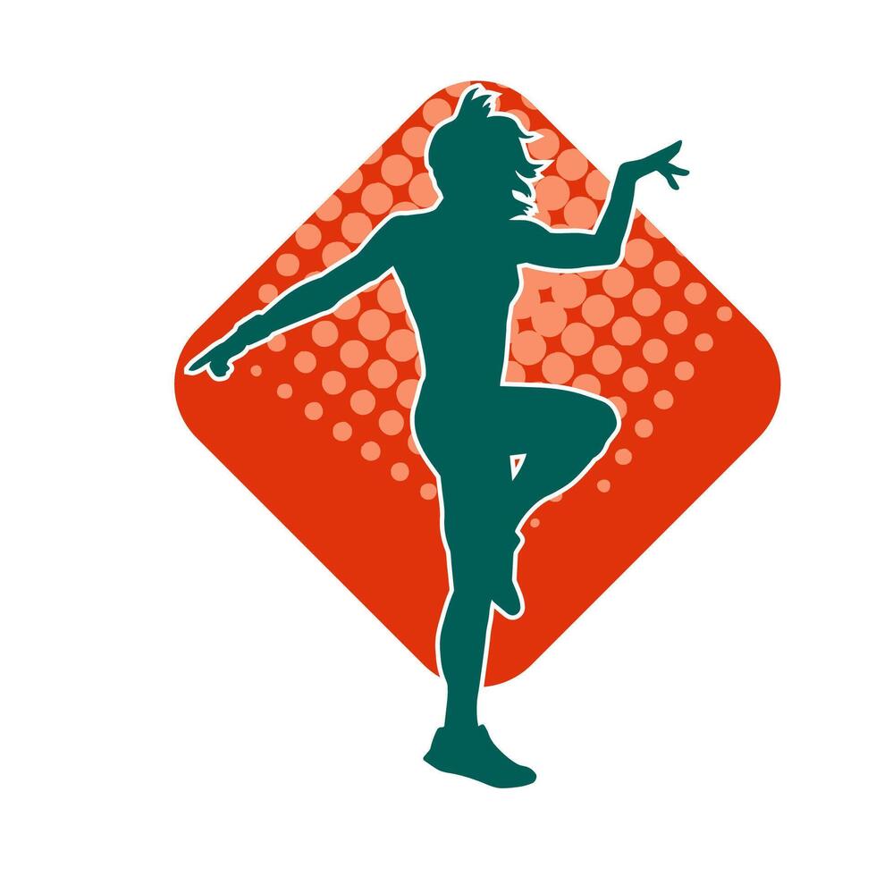 silhouet van een vrouw danser in actie houding. silhouet van een slank vrouw in dansen houding. vector