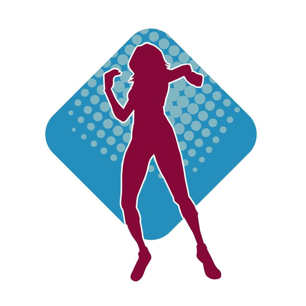 silhouet van een vrouw danser in actie houding. silhouet van een slank vrouw in dansen houding. vector