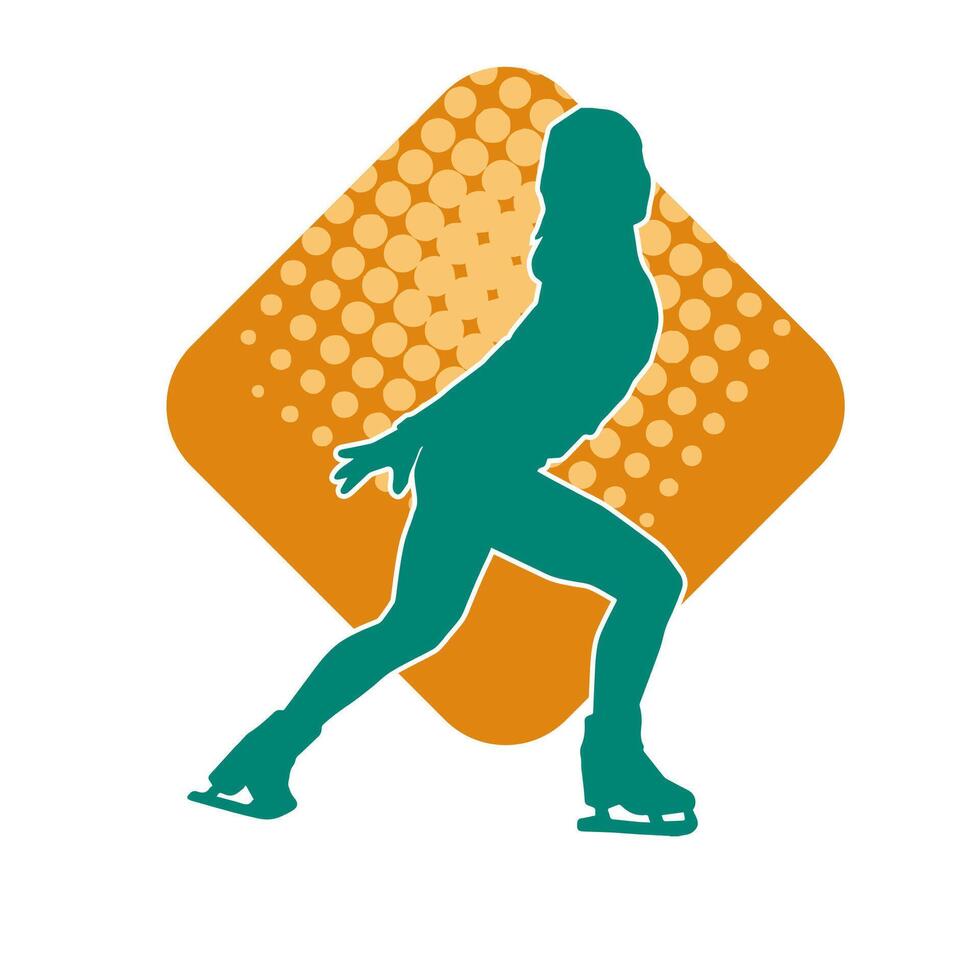 silhouet van een slank vrouw ijs vleet gymnastiek- danser in actie houding. vector