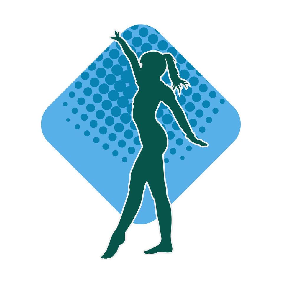 silhouet van een vrouw ballet danser in actie houding. silhouet van een ballerina meisje dansen houding. vector