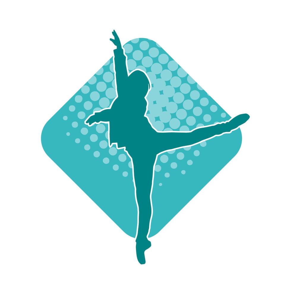 silhouet van een vrouw ballet danser in actie houding. silhouet van een ballerina meisje dansen houding. vector