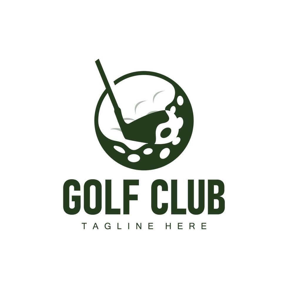 golf club logo ontwerp en buitenshuis sport vector golf stok en bal sjabloon illustratie