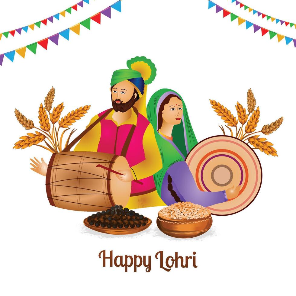 gelukkig lohri cultureel festival van Punjab achtergrond vector