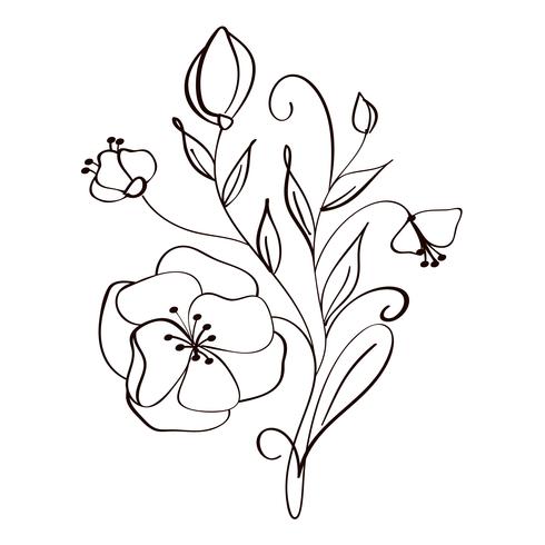 moderne bloemen tekenen en schets bloemen met lijntekeningen geïsoleerd op een witte achtergrond vector