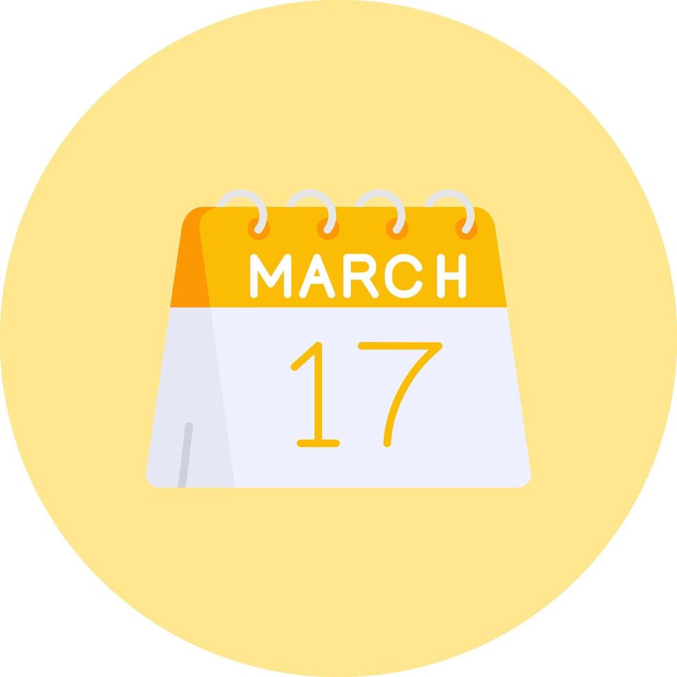 17e van maart vlak cirkel icoon vector