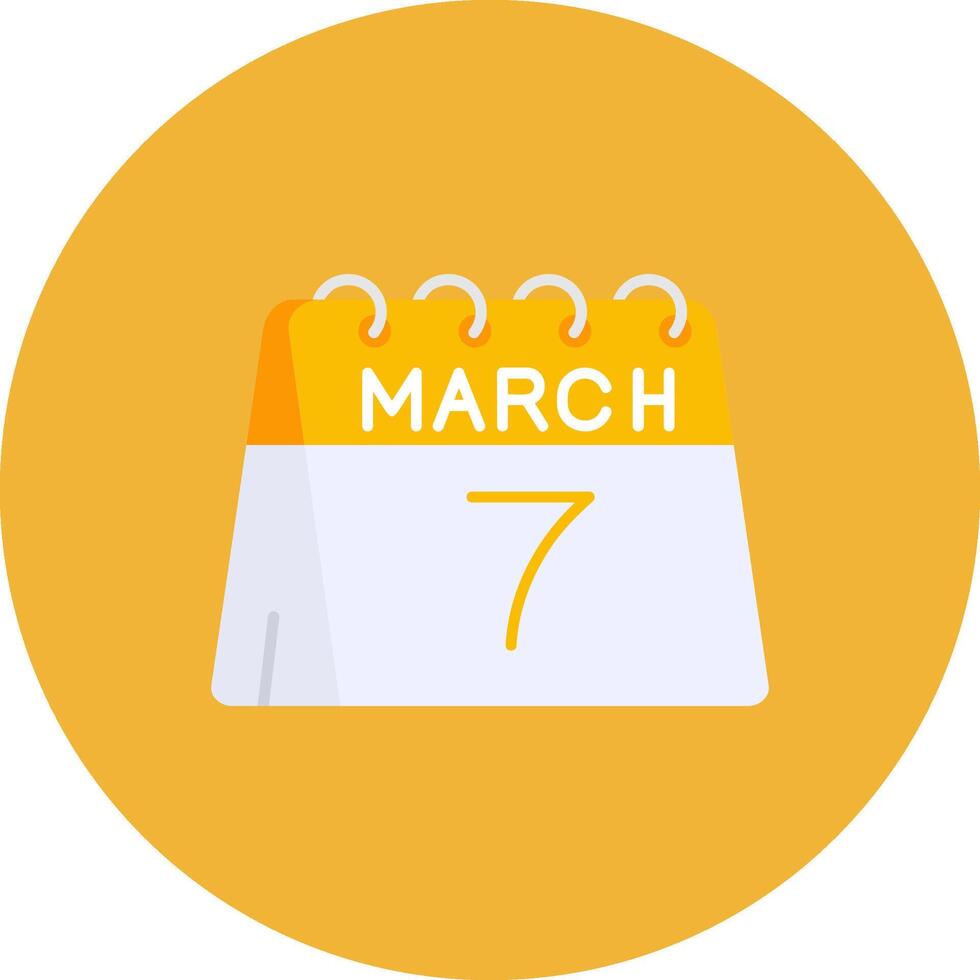 7e van maart vlak cirkel icoon vector
