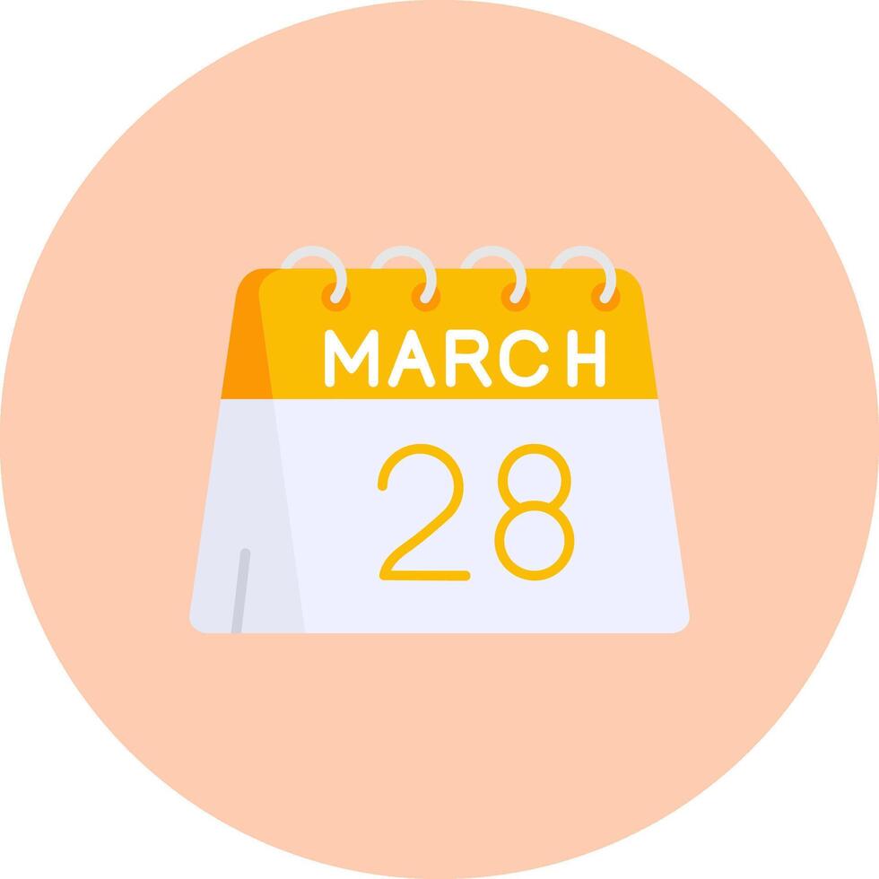 28e van maart vlak cirkel icoon vector