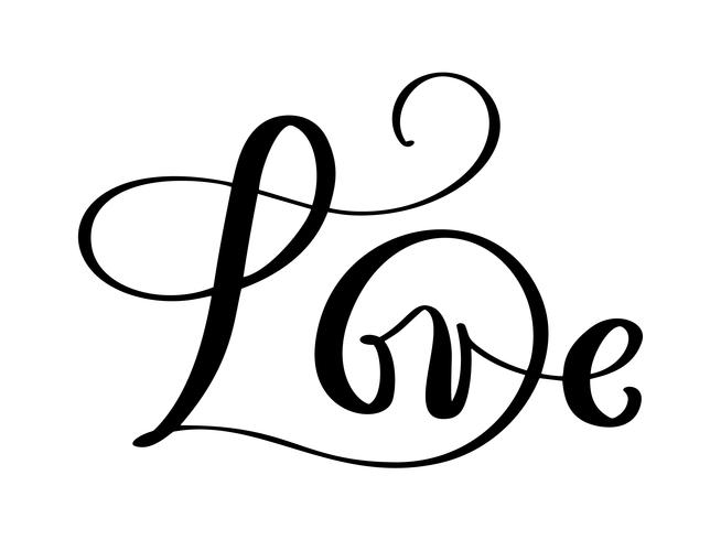 Hou van wenskaart ontwerp met stijlvolle rode tekst voor Happy Valentines Day celebration. Bruiloft belettering citaat. Vector uitstekende tekst, van letters voorziende uitdrukking. Geïsoleerd op witte achtergrond