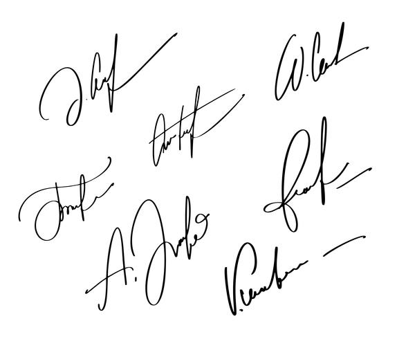 Handmatige handtekening voor documenten op witte achtergrond. Hand getrokken kalligrafie belettering vectorillustratie EPS10 vector